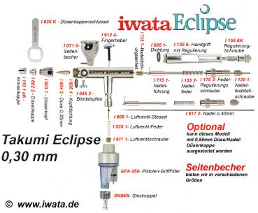 Iwata Eclipse - TAKUMI-Seitenbecherpistole 0,30 mm
