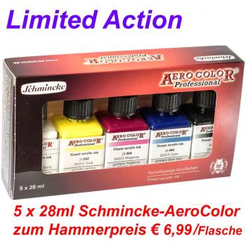 Schmincke AeroColor AktionsSet 5 x 28 ml + 10 ml Cleaner