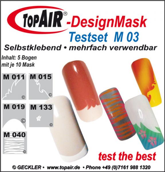 TopAir®-DesignMask M 03-5 Testset - Packung mit 5 verschieden Motiven - Made by Geckler