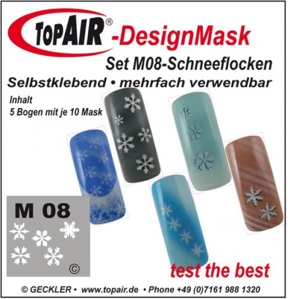 TopAir®-DesignMask M 08-5 Schneeflocken- Packung mit 5 verschieden Motiven - Made by Geckler