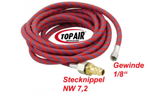 Gewebeschlauch Rot mit Stecknippel 7,2 mm, 3,0 Meter